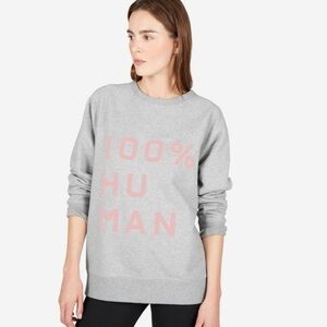 Everlane The 100% Human Typography Unisex Sweatshirt in Gray and Pink, Size XL
